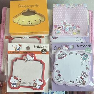 Sanrio Hello Kitty and Pompompurin Notepad Collection - Red, Orange, Purple